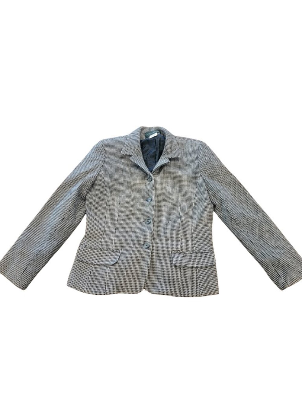 Harve Benard Wool Houndstooth 4 Button Women's Blazer Jacket - Picture 1 of 8